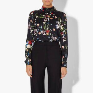 NWT ERDEM silk black floral blouse XS/S Erdem Black floral silk blouse
